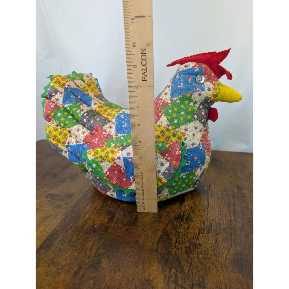 Vintage Patchwork Fabric Chicken Doorstop Draft Stopper Handmade Country Decor